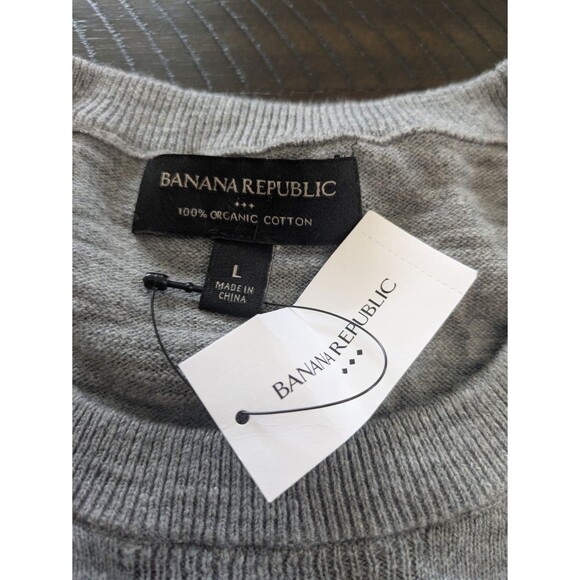 Banana Republic Men’s Organic Cotton Sweater Gray Preppy Lightweight Large - Picture 5 of 8